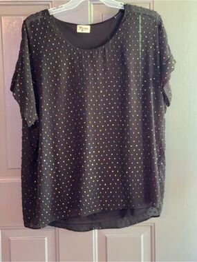 Show Me Your MuMu Black Short-Sleeve Sequin Dot Blouse